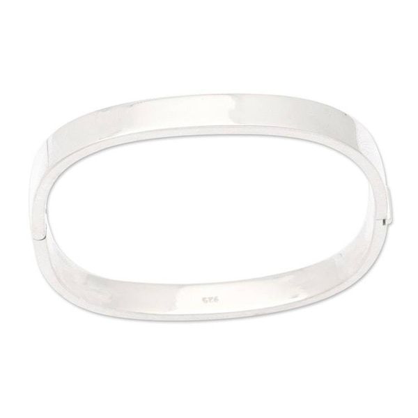 Alternate image for Polished Sterling Silver Bangle-Style Wristband Bracelet Glam and Glow