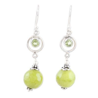 Alternate image for Handcrafted Agate and Peridot Dangle Earrings Summer Chill