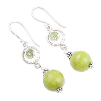 Alternate image for Handcrafted Agate and Peridot Dangle Earrings Summer Chill