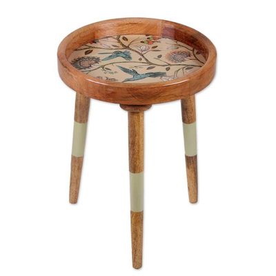 Alternate image for Sylvan-Inspired Carved Resin-Coated Mango Wood Accent Table Refined Mother Nature