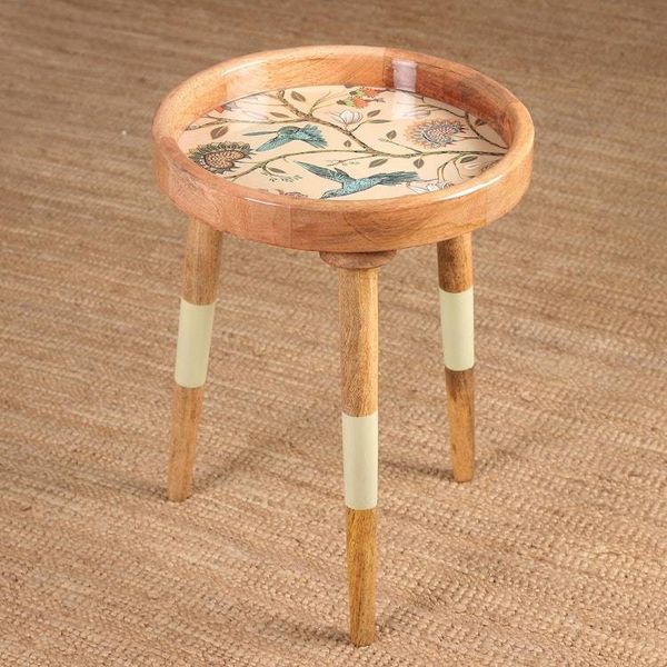 Alternate image for Sylvan-Inspired Carved Resin-Coated Mango Wood Accent Table Refined Mother Nature