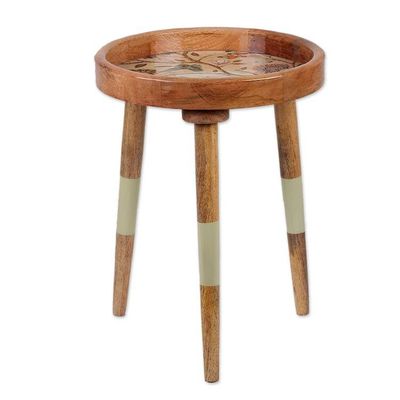 Alternate image for Sylvan-Inspired Carved Resin-Coated Mango Wood Accent Table Refined Mother Nature