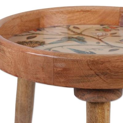 Alternate image for Sylvan-Inspired Carved Resin-Coated Mango Wood Accent Table Refined Mother Nature