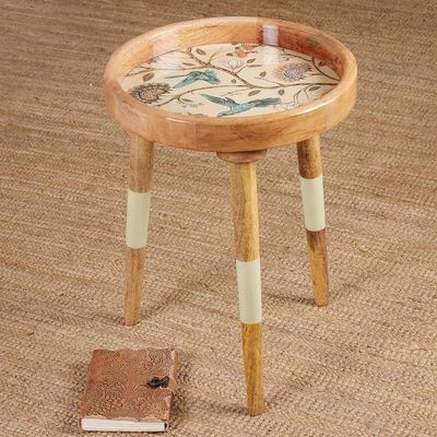 Alternate image for Sylvan-Inspired Carved Resin-Coated Mango Wood Accent Table Refined Mother Nature