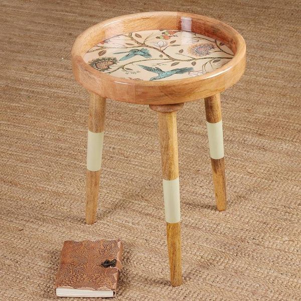 Alternate image for Sylvan-Inspired Carved Resin-Coated Mango Wood Accent Table Refined Mother Nature