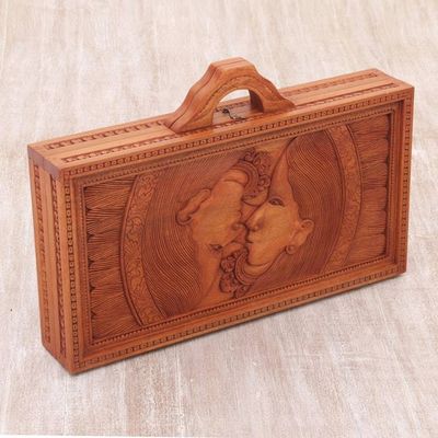 Alternate image for Hand Carved Balinese Romance Backgammon Set Mythic Lovers