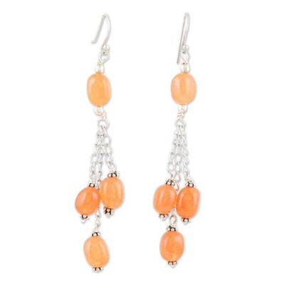 Alternate image for Sterling Silver Dangle Earrings with Carnelian Beads Sunset Waterfall