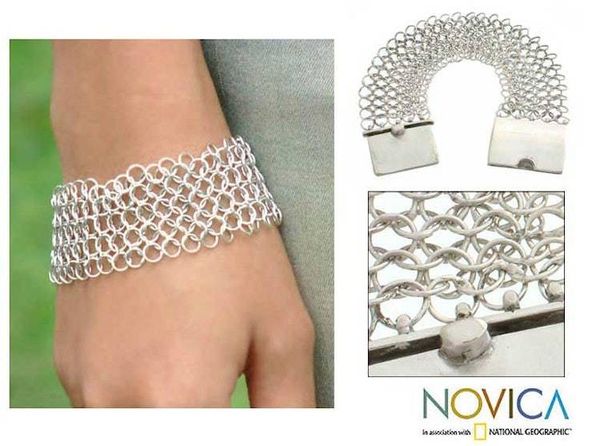 Alternate image for Sterling Silver Link Bracelet Nets in Moonlight