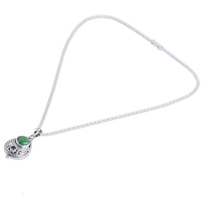 Alternate image for Peridot and Composite Turquoise Pendant Necklace from India Mesmerizing Sphere