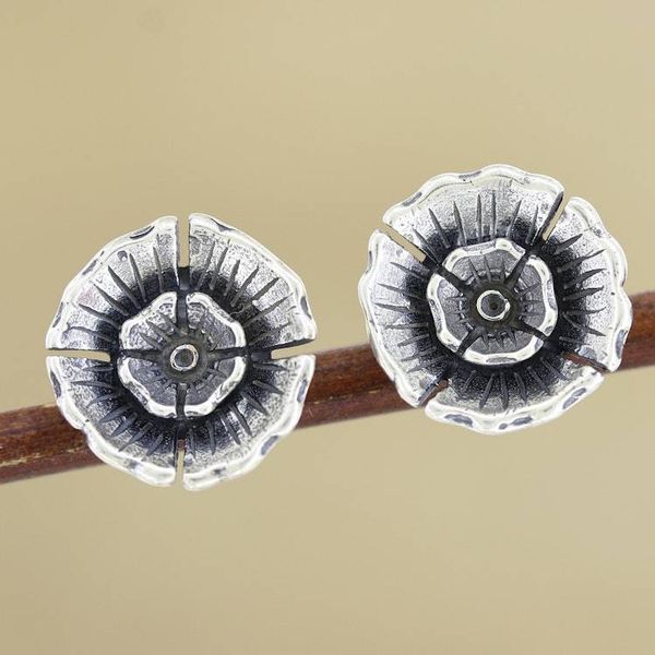 Alternate image for Hand Made Sterling Silver Floral Button Earrings Pretty Primrose