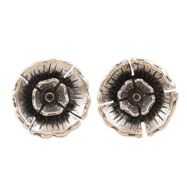 Alternate image for Hand Made Sterling Silver Floral Button Earrings Pretty Primrose