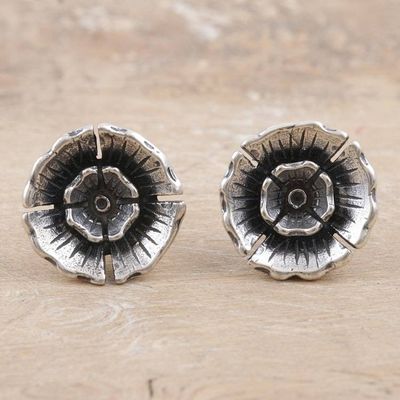 Alternate image for Hand Made Sterling Silver Floral Button Earrings Pretty Primrose