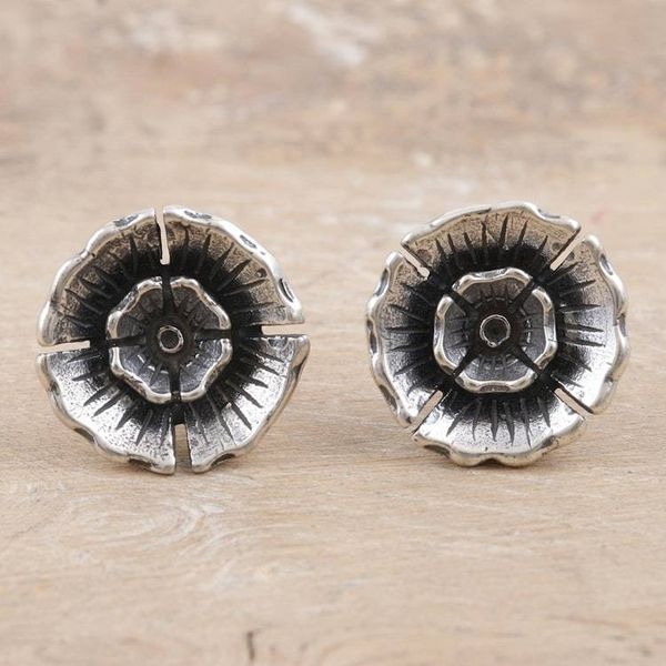 Alternate image for Hand Made Sterling Silver Floral Button Earrings Pretty Primrose