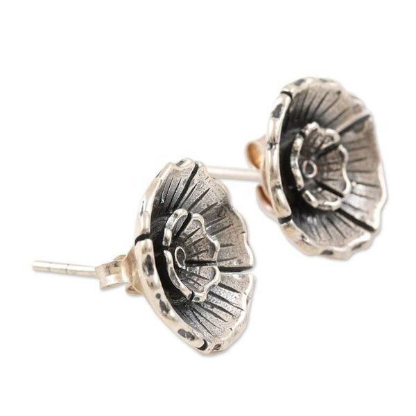 Alternate image for Hand Made Sterling Silver Floral Button Earrings Pretty Primrose