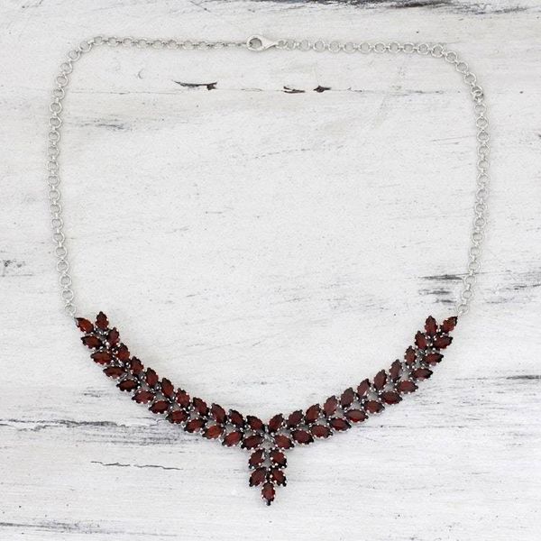 Alternate image for Garnet and Sterling Silver Statement Necklace from India Crimson Princess