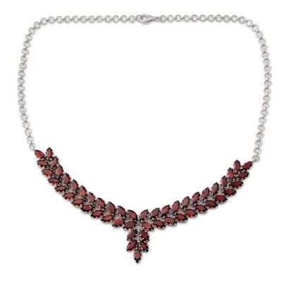 Alternate image for Garnet and Sterling Silver Statement Necklace from India Crimson Princess