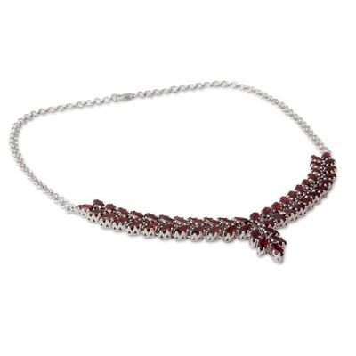 Alternate image for Garnet and Sterling Silver Statement Necklace from India Crimson Princess