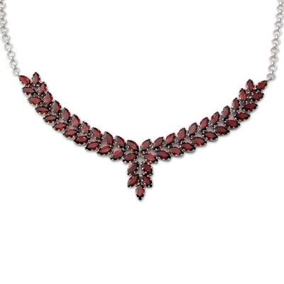 Alternate image for Garnet and Sterling Silver Statement Necklace from India Crimson Princess