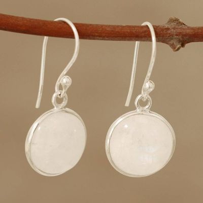 Primary image for Circular Rainbow Moonstone Dangle Earrings from India Mars
