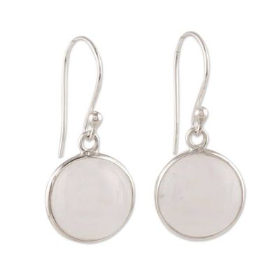 Alternate image for Circular Rainbow Moonstone Dangle Earrings from India Mars