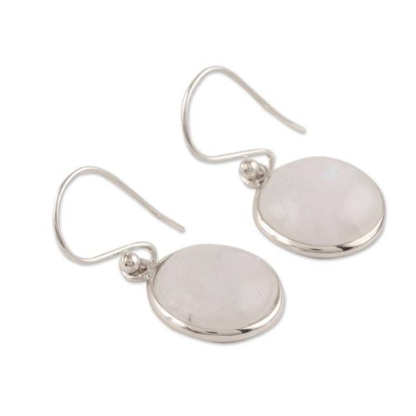 Alternate image for Circular Rainbow Moonstone Dangle Earrings from India Mars