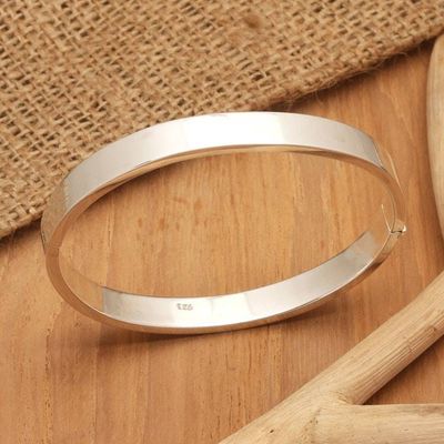 Alternate image for Modern Sterling Silver Bangle-Style Wristband Bracelet Lovely Glow
