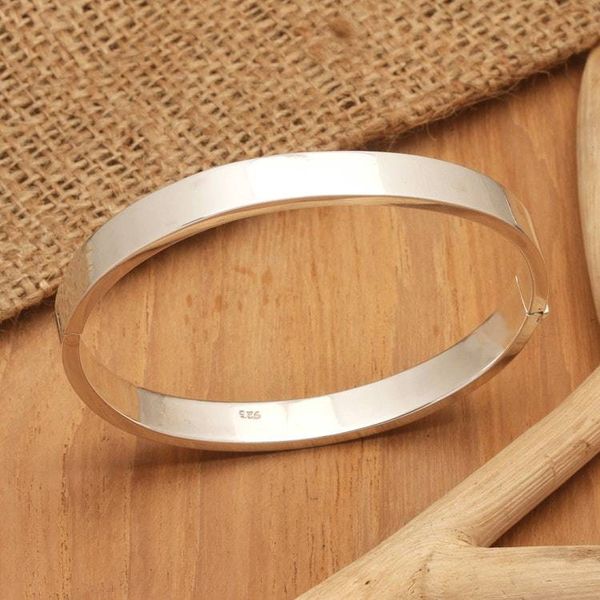 Alternate image for Modern Sterling Silver Bangle-Style Wristband Bracelet Lovely Glow