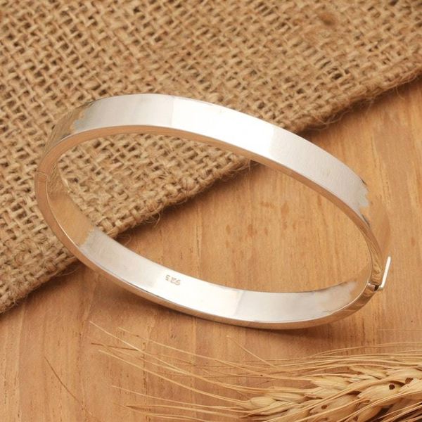 Alternate image for Modern Sterling Silver Bangle-Style Wristband Bracelet Lovely Glow