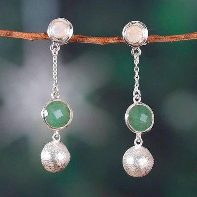 Primary image for Sterling Silver Multi-Gemstone Dangle Earrings from India Charismatic Splendor