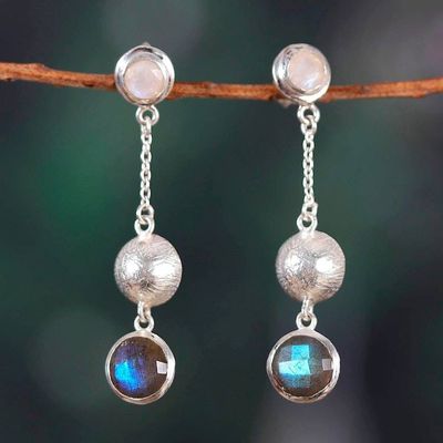 Alternate image for Sterling Silver Multi-Gemstone Dangle Earrings from India Charismatic Splendor