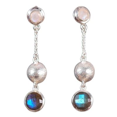 Alternate image for Sterling Silver Multi-Gemstone Dangle Earrings from India Charismatic Splendor