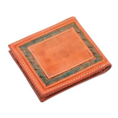 Alternate image for Artisan-Made Sunrise Orange Leather Horse Wallet from India Horse Fieriness