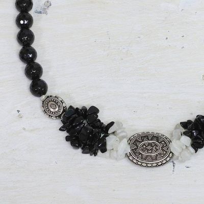 Alternate image for Onyx and moonstone strand necklace Treasure