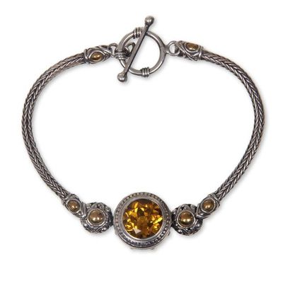 Alternate image for Gold Accent Braided Sterling Bracelet with Citrine Tenganan Warmth