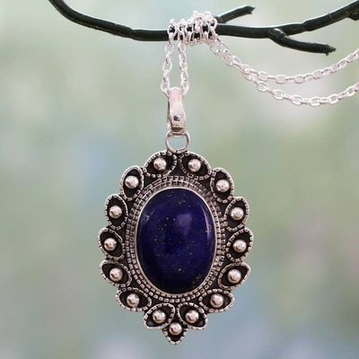 Primary image for Lapis Lazuli and Sterling Silver Flower Necklace from India Blossoming Legacy