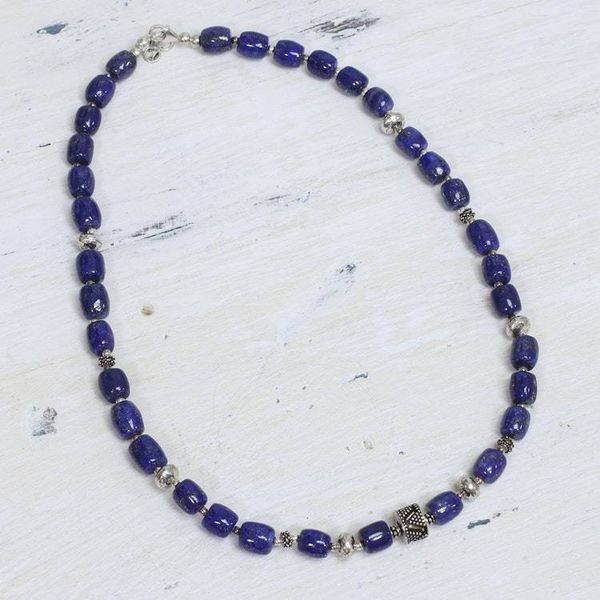 Alternate image for Lapis lazuli beaded necklace India Glamour
