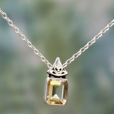 Primary image for Hand Made Faceted Citrine Pendant Necklace from India Indian Grace in Yellow