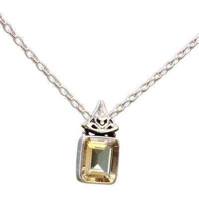 Alternate image for Hand Made Faceted Citrine Pendant Necklace from India Indian Grace in Yellow