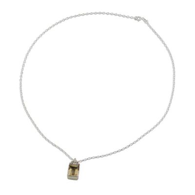 Alternate image for Hand Made Faceted Citrine Pendant Necklace from India Indian Grace in Yellow