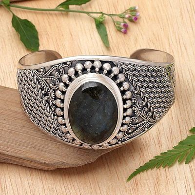 Alternate image for Labradorite Sterling Silver Cuff Bracelet Glorious