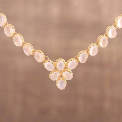 Alternate image for Gold Vermeil Moonstone Necklace Handcrafted in India Misty Garland