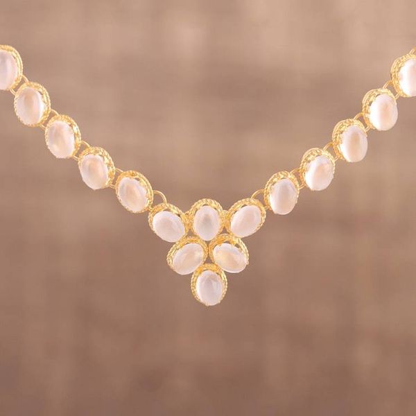 Alternate image for Gold Vermeil Moonstone Necklace Handcrafted in India Misty Garland