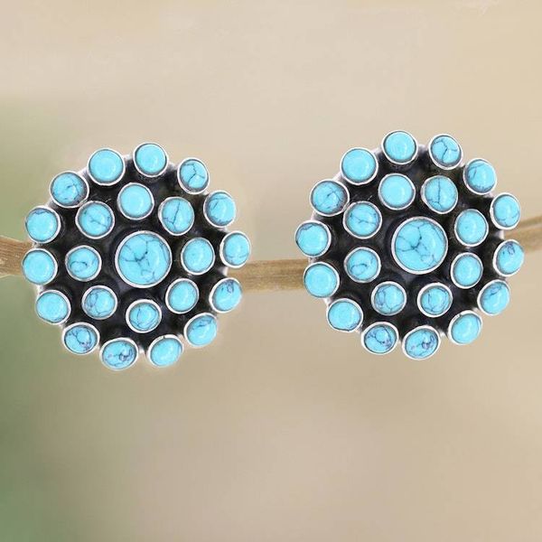 Alternate image for Hand Crafted Sterling Silver Drop Earrings Floral Burst
