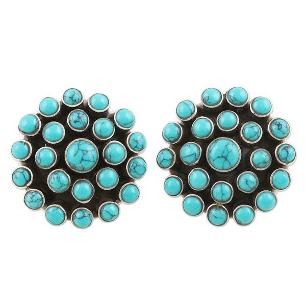 Alternate image for Hand Crafted Sterling Silver Drop Earrings Floral Burst
