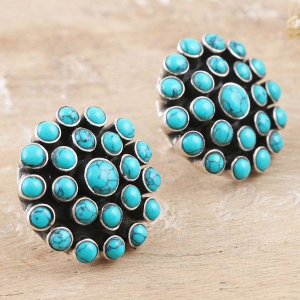 Alternate image for Hand Crafted Sterling Silver Drop Earrings Floral Burst