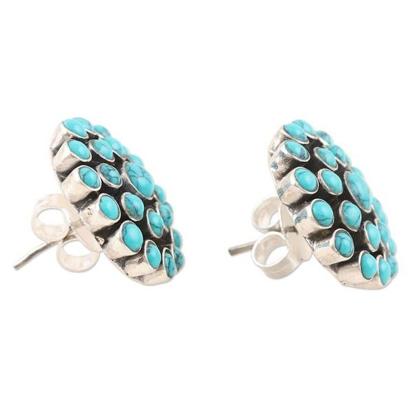 Alternate image for Hand Crafted Sterling Silver Drop Earrings Floral Burst