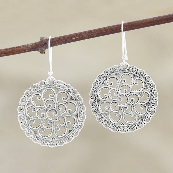 Alternate image for Lacy Sterling Silver Dangle Earrings Rajasthani Lace