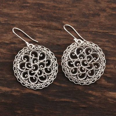 Alternate image for Lacy Sterling Silver Dangle Earrings Rajasthani Lace