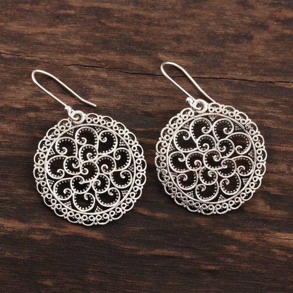 Alternate image for Lacy Sterling Silver Dangle Earrings Rajasthani Lace