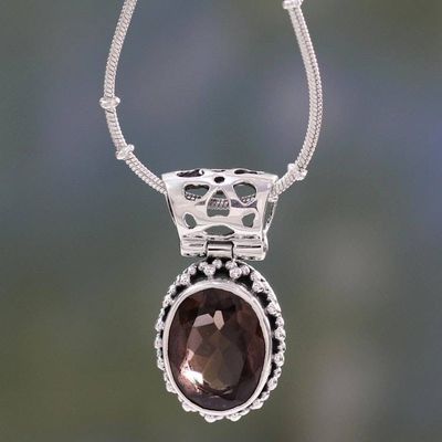 Primary image for Smoky Quartz Medallion in Sterling Silver Necklace  Elegant Mystique